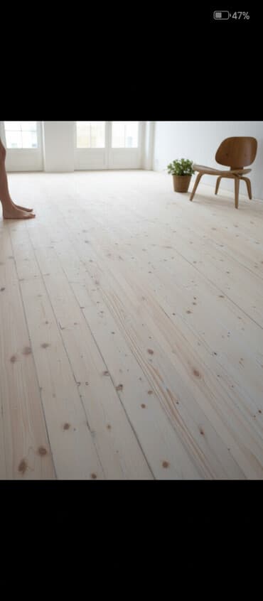 Taxta döşəmə cilalama və laklama xidməti - Şəkillərdə: ev və