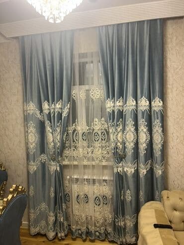 İşlənmiş, Vilyur Tül, rəng - Mavi, Ödənişli çatdırılma