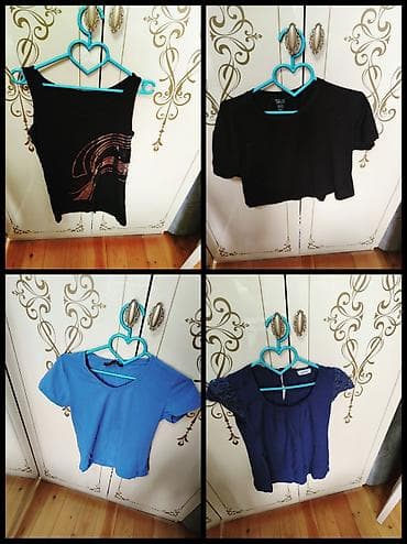 Qadın köynək/bluz dəsti – 4 ədəd - Qara mayka: ön hissəsində