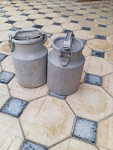 dəmir qutu: Alüminium süd bidonları – 2 ədəd - Material: qalın divarlı alüminium — 1