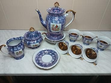 çay servis: Çay dəsti, rəng - Bənövşəyi, Farfor, 6 nəfərlik — 1