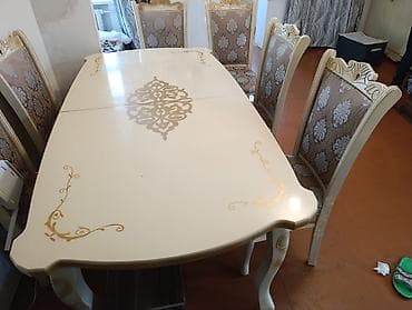 Дом и сад: Для гостиной, Б/у, Раскладной, Прямоугольный стол, 6 стульев — 3