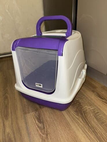 Digər heyvanlar: Pişik aksesuarları dəsti - Qapalı pişik tualeti: Ağ-bənövşəyi korpus — 5