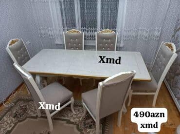 stol stul ucuz qiymete: Qonaq otağı üçün, Yeni, Dördbucaq masa, 6 stul — 1