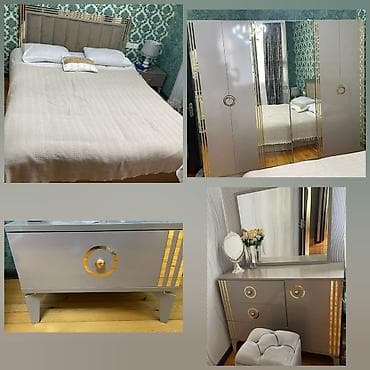 Двуспальная кровать, Трюмо, Шкаф, 2 тумбы, Б/у at lalafo.az Двуспальная кровать, Трюмо, Шкаф, 2 тумбы, Б/у