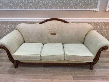 диван и 2 кресла: Диван, Б/у, Нераскладной, Без подьемного механизма, Велюровая ткань, Нет доставки — 3