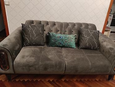 Mebel dəsti – 2 ədədyumşaq kreslo və 3 nəfərlik divan - Kreslo: açıq — 3