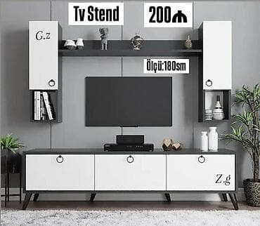 Мебель: TV stend dəsti Ölçü: 180 sm Qiymət: 200 ₼ Müasir iki rəngli — 1