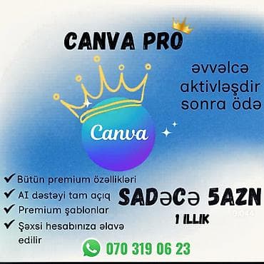 ✨ CANVA PRO - 1 İLLİK PREMIUM HESAB ✨ ✅ Şəxsi hesabınıza əlavə olunur — 1