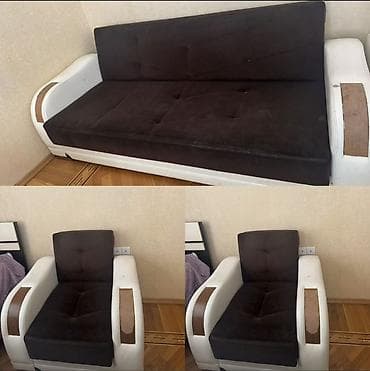 Qonaq otağı üçün mebel dəsti – divan və 2 ədəd kreslo - Rəng: tünd — 1