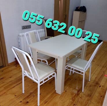 endirimde olan mebeller: Yeni, Dördbucaq masa, 4 stul, Açılan, Stullar ilə, Metal — 1