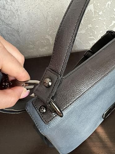 Mavi-boz rəng palitrasında zərif qadın çantası - Material: yumşaq — 8