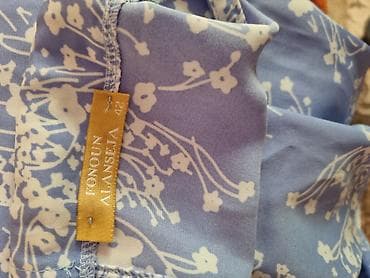 don modeleri: Mavi rəngli, uzun yay donu - Naxış: ağ çiçək printi - Model: halter — 6