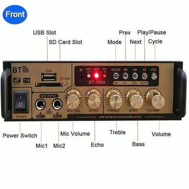 Pulsuz: Sesguclendiri usilitel amplifier USB Bluetooth aux FM radio mikrafon — 3