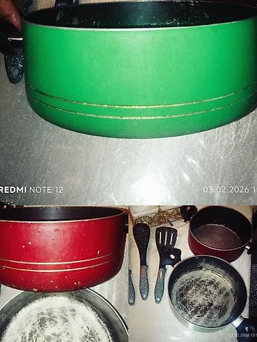 Baklar və çənlər: Emallı metal vedrə qapaqlı ve diger qablar her bir şəkildəki 10 manata — 9