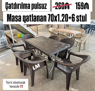 Plastik masa dəsti – Türk istehsalı Tərkib: - Qatlanan masa: 70 x 120