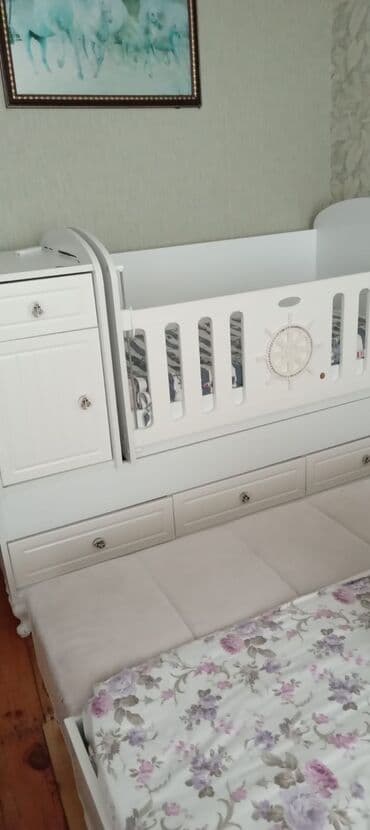 детские односпальные кроватки: Oğlan və qız üçün, İşlənmiş, Çarpayı, Matras ilə, Siyirməli — 1