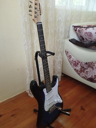 gitara tornado: Sunman elektrik gitara – Strat tipli korpus, mavi/qara yeni alınıb — 3