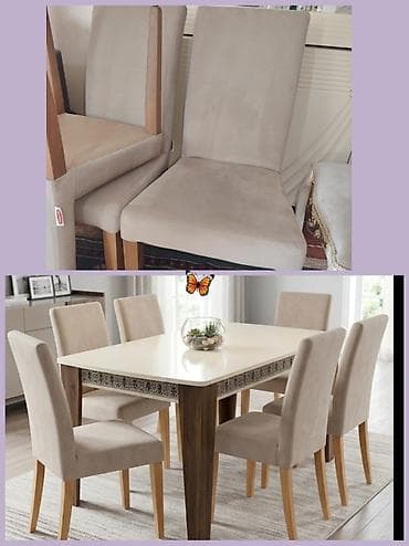 uşaq stullari: Qonaq otağı üçün, İşlənmiş, Kvadrat masa, 6 stul — 1
