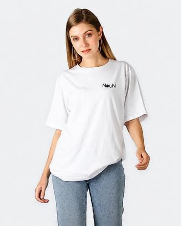 sort: Uniseks “Noun” T‑shirt - Rənglər: ağ və qara - Minimalist dizayn — 1