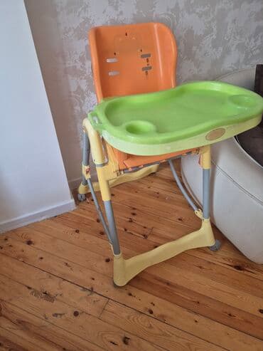 friso vom 800 qr qiymeti: Uşaq yemək kreslosu - Rəng: narıncı oturacaq, yaşıl stol üstü — 5