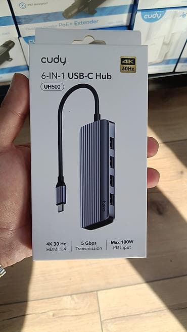 intel core i5: Cudy UH500 6‑in‑1 USB‑C Hub - 3x USB‑A portu: periferik cihazlar — 1