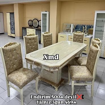 perla metbex mebeli: Qonaq otağı üçün, Açılmayan, Dördbucaq masa, 6 stul — 1