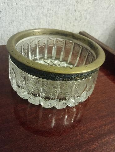 aksesuar qabi: Qədimi xrustal konfet vaza,gumuslu obodoknan - Material: qalın, ağır — 1