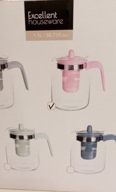 qədimi caynik: Yeni, rəng - Çəhrayı, Dəm caydanı, Şüşə, 1,5 bucket volume l — 3