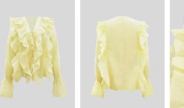 Şifon qadın bluz – açıq sarı rəng - Material: yüngül, şəffaf şifon