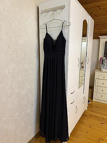 nisan xonca: Qara uzun ziyafət/axşam geyimi - Klassik qara rəng, döşəməədək — 3