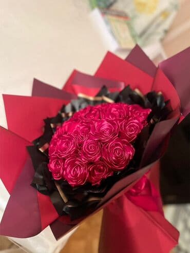 qızıl gül şəkilləri: Qirmizi buket gul munasib qiymete — 2