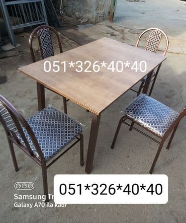 Masa və oturacaq dəstləri: Qonaq otağı üçün, Yeni, Açılan, Dördbucaq masa, 4 stul — 6