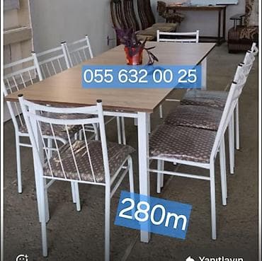 Mətbəx üçün, Açılmayan, Dördbucaq masa, 6 stul