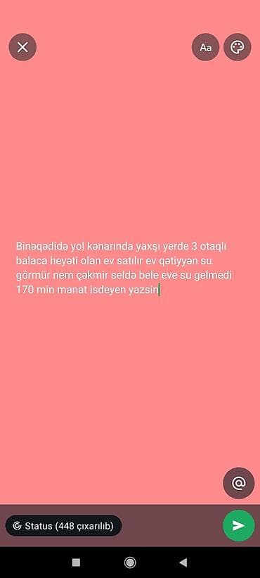 kiridit: Binəqədidə yol kənarında, əlverişli yerdə yerləşən 3 otaqlı, kiçik — 1