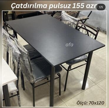 stul ev ucun: Mətbəx üçün, Açılmayan, Dördbucaq masa, 4 stul — 2