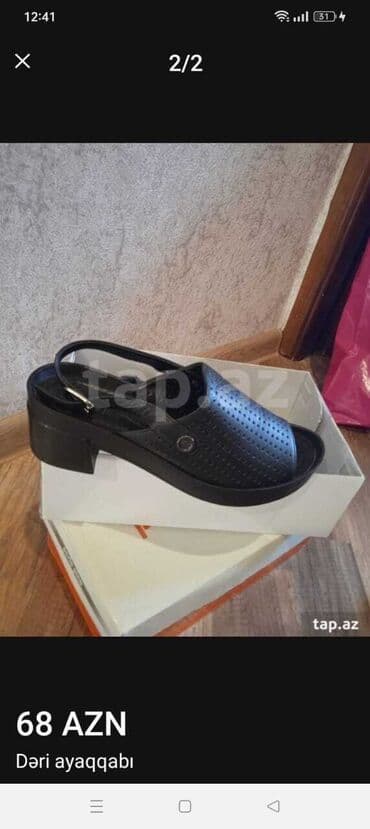 женские босоножки на танкетке: Ölçü: 39, rəng - Qara, Yeni — 1