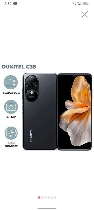 samsung grand 2: Oukitel C38 smartfon - Yaddaş: 6 GB RAM + 256 GB daxili yaddaş - — 2
