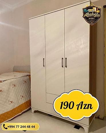 seyf dolab: Yeni, 3 qapılı, Siyirməli, Ağ, Açılan, Düz dolab — 1