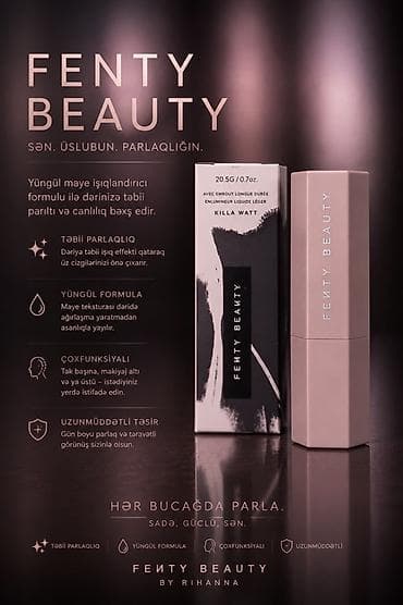 Fenty Beauty – Killa Watt yüngül maye işıqlandırıcı Xüsusiyyətlər: - — 1