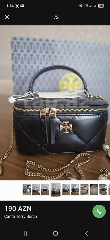 debli cantalar: Tory Burch qadın çantası - Rəng: qara - Material: hamar teksturalı — 1