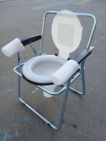 Xəstələr üçün unitazlar: Daşınan tualet stulu (komod stul) - Qatlanan metal karkas: yüngül və — 7