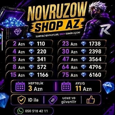 NOVRUZOW SHOP AZ – oyun üçün daş/diamond top-up xidməti - Sərfəli — 1