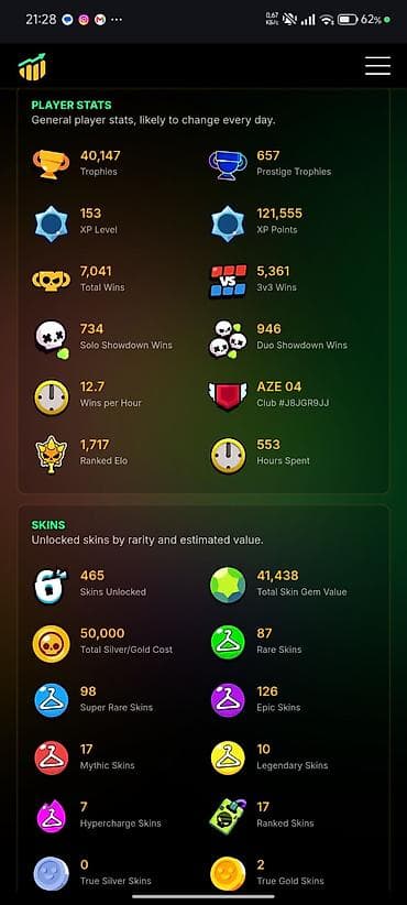 bot 38: Brawl Stars hesabı – yüksək göstəricilər və nadir kosmetikalar - — 7