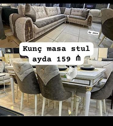 - Künc divan və yemək dəsti bir yerdə - Zərif klassik-modern dizayn