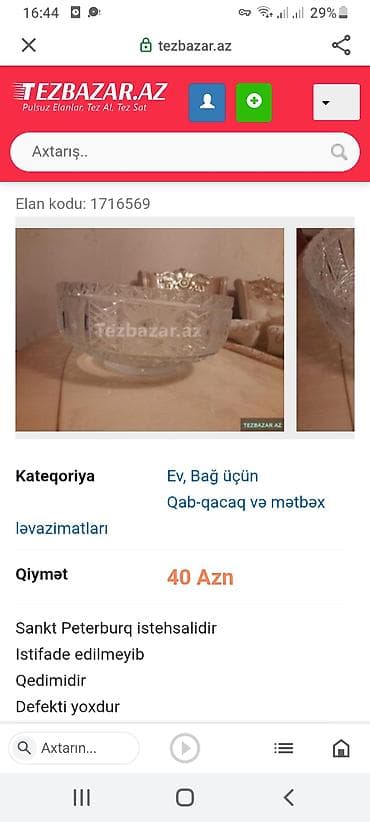 tom xrustal: Şüşə kristal qab – Sankt-Peterburq istehsalı - Material: qalın — 2