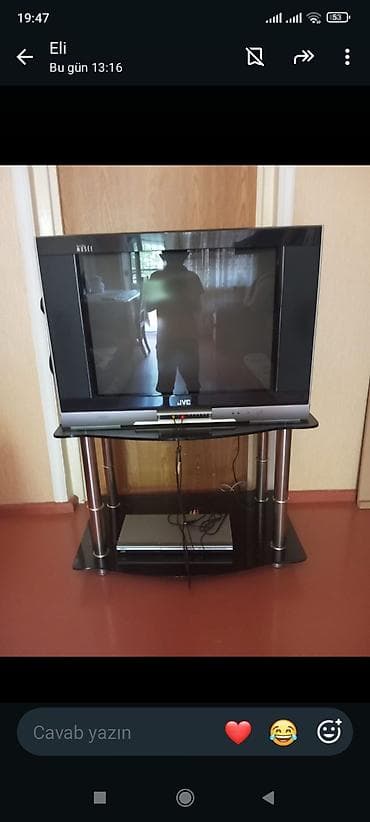 tv set: JVC kineskop (CRT) televizor + şüşə/metallı TV stendi Xüsusiyyətlər — 1
