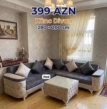 Künc divan – 280 × 200 sm - Rənglər: tünd boz və krem kombinasiyası - lalafo.az -da Künc divan – 280 × 200 sm - Rənglər: tünd boz və krem kombinasiyası -