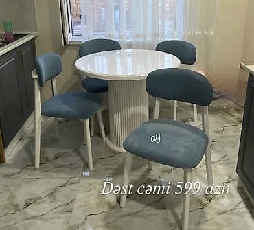 ustol: Mətbəx üçün, Yeni, Açılmayan, Yumru masa, 4 stul — 1