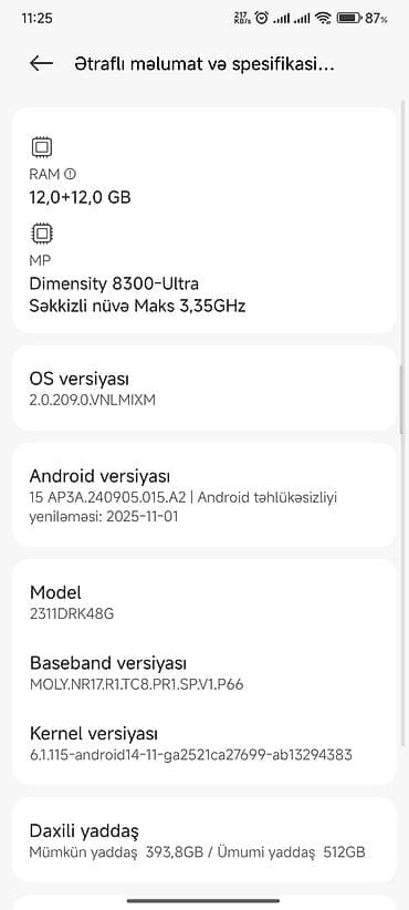 samsung tel: Poco X6 Pro 5G, 512 GB, rəng - Boz, Sensor — 4